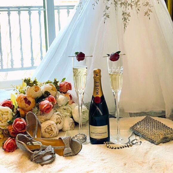 Other - ♥️ TALL Mid Century Champagne flutes, oversized tall wedding glasses PRICE FIRM.
